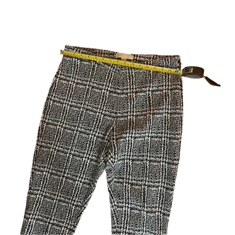 Michael Kors Plaid Straight Cut Pants Trousers Side Zipper Black & Gray Size L
